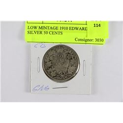 LOW MINTAGE 1910 EDWARD VII SILVER 50 CENTS