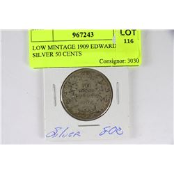 LOW MINTAGE 1909 EDWARD VII SILVER 50 CENTS