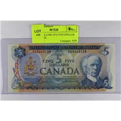 UNCIRCULATED 1972 FIVE DOLLAR BANKNOTE