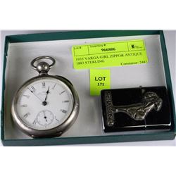 1935 VARGA GIRL ZIPPO& ANTIQUE 1883 STERLING