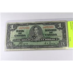 1937 CANADIAN ONE DOLLAR BANKNOTE