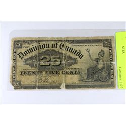 1900 DOMINION OF CANADA 25 CENT SHINPLASTER