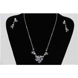 BLUE & CLEAR RHINESTONE NECKLACE WITH MATCHING