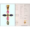 Image 1 : #2-18KT GOLD MULTICOLOURED SAPPHIRE (0.92CT) CROSS
