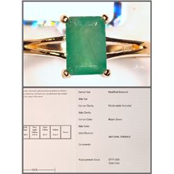 #6-14KT EMERALD (0.58CT) RING WITH COA
