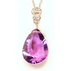 #7-14KT GOLD AMETHYST NECKLACE WITH HEART BAIL