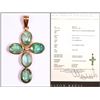 Image 1 : #8-14KT GOLD EMERALD (3.6CT) AND DIAMOND CROSS