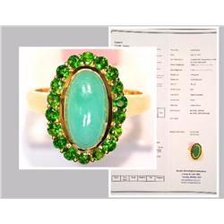 #15-STERLING SILVER GOLD PLATED CHRYSOPRASE &