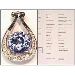 #18-14KT GOLD TANZANITE (1.53CT)& DIAMOND PENDANT