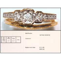 #19-10KT-GOLD DIAMOND (0.12CT) RING SET WITH COA