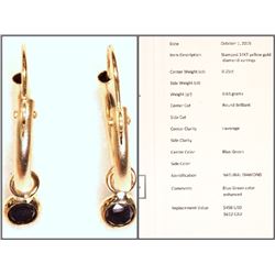 #22-14KT GOLD BLACK DIAMOND (0.25CT) HOOP EARRINGS