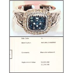 #23-STERLING SILVER BLUE AND WHITE DIAMOND(0.53CT)