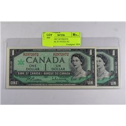 GEM UNC 1967 GP PREFIX CENTENNIAL $1 NOTES X2