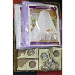 FLAT WITH 2 DECORATIVE NETTING OVER BED,WHITE,&