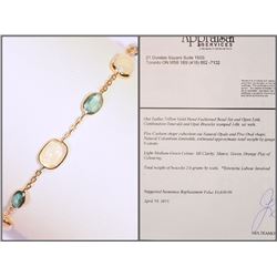 #27-14KT GOLD OPAL & EMERALD (6.0CT)BRACELET W/COA