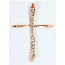 #29-10KT GOLD DIAMOND CROSS PENDANT