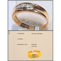 #32-10KT GOLD DIAMOND RING WITH COA