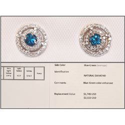 #33-14KT GOLD BLUE & WHITE DIAMOND(0.37CT) HALO