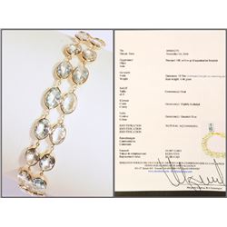 #34-14KT GOLD AQUAMARINE BRACELET WITH COA