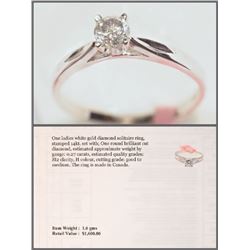 #41-14KT GOLD DIAMOND (0.27CT)SOLITAIRE RING W/COA