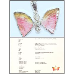 #48-14KT GOLD WATERMELON TOURMALINE & DIAMOND