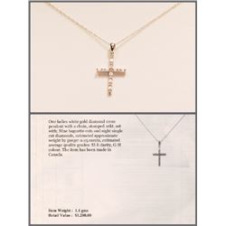 #42-10KT GOLD DIAMOND(0.25CT) CROSS NECKLACE W/COA