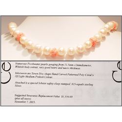 #39-GENUINE PEARL NECKLACE WITH FLORAL PATTERN