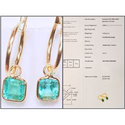 #49-14KT GOLD EMERALD (2.0CT) HOOP EARRINGS W/COA