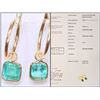 Image 1 : #49-14KT GOLD EMERALD (2.0CT) HOOP EARRINGS W/COA