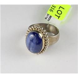 SILVER AND BLUE TIGER EYE RING SZ 7