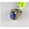 Image 1 : SILVER AND BLUE TIGER EYE RING SZ 7