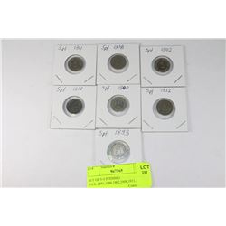 LOT OF 7-5 PFENNIG COINS INCL.1893,1900,1902,1908,
