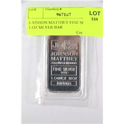 JOHNSON MATTHEY FINE SILVER 1-OZ SILVER BAR