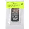 Image 1 : JOHNSON MATTHEY FINE SILVER 1-OZ SILVER BAR