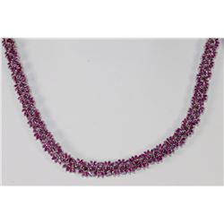 STERLING SILVER SET WITH RUBIES NECKLACE WITH COA