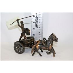 BRONZE CHARIOT WITH MOVING WHEELS