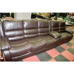NEW MARTIN BROWN LEATHERETTE RECLINING SOFA