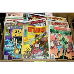 FLAT OF VINTAGE COMICS INCLUDING SUPERMAN, OUTLAW