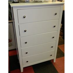 NEW WHITE 5 DRAWER CHEST OF DRAWERS
