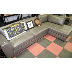 NEW GREY LEATHERETTE L SHAPED SECTIONAL