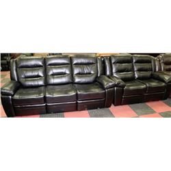 NEW BLAKE BLACK LEATHERETTE RECLINING SOFA