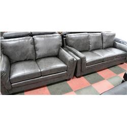 NEW CHARCOAL GREY LEATHERETTE SOFA AND LOVE SEAT