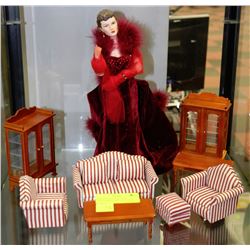 SHELF OF ASSORTED DOLL FURNITURE & LIMITED EDITION