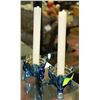Image 1 : CARNIVAL GLASS BIRD CANDLE HOLDER SET WITH CANDLES