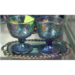 CARNIVAL GLASS CREAM & SUGAR SET