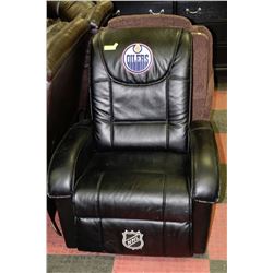 LEATHER EDMONTON OILERS RECLINING CHAIR