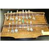 Image 1 : WOODEN SPOON DISPLAY WITH 16 STERLING SILVER