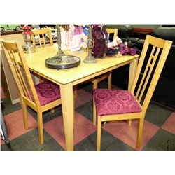 SOLID PINE SQUARE TABLE AND 4-SIDE CHAIRS