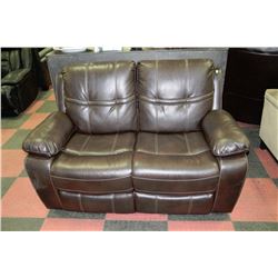NEW BROWN LEATHERETTE RECLINING LOVE SEAT