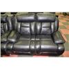 Image 2 : BLACK PERFORATED LEATHERETTE RECLINING SOFA AND